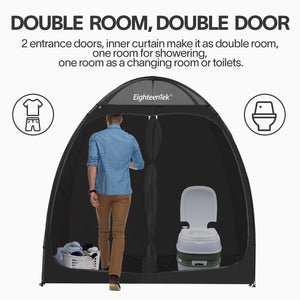 Eighteentek 2 Rooms Privacy Outdoor Shower Tent Instant Pop Up Camping Toilet Tent - Alvantor