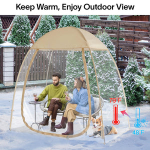 EighteenTek 7'x4' Pop Up Bubble Tent keeps warm, can enjoy outdoor view